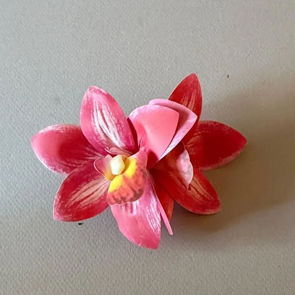 Pink Orchid Flower Hair Clip A1610
